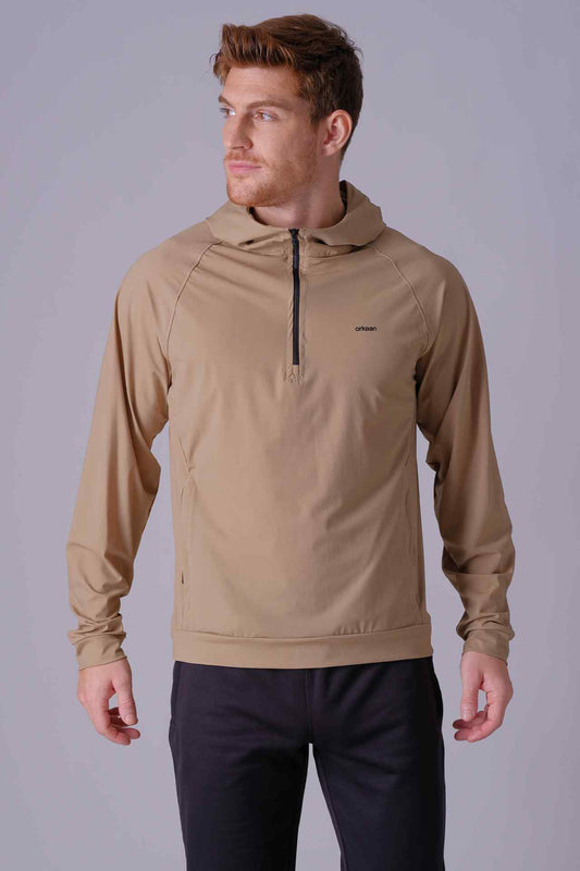 SPN0219 - Lightweight Stretch Half Zip Hiking Hoodie - Khaki