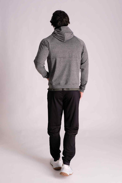 SPN0220 - Thermal Stretch Interlock Raglan Sleeve Full-Zip Hooded Jacket - Heather Grey