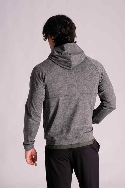SPN0220 - Thermal Stretch Interlock Raglan Sleeve Full-Zip Hooded Jacket - Heather Grey