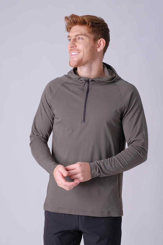 SPN0237 - Ultra Soft Breathable Stretch Performance Half Zip Hoodie - Army