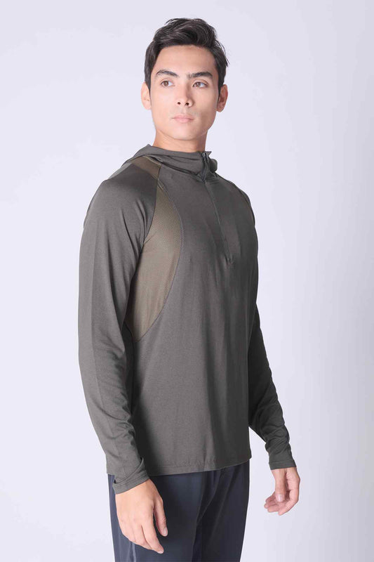 SPN0238 - Lightweight Stretch Half Zip Training Hoodie - Army