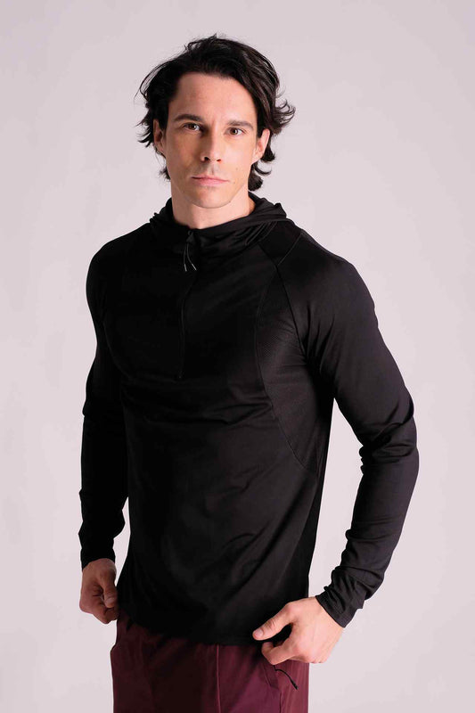 SPN0238 - Lightweight Half Zip Training Hoodie - Black
