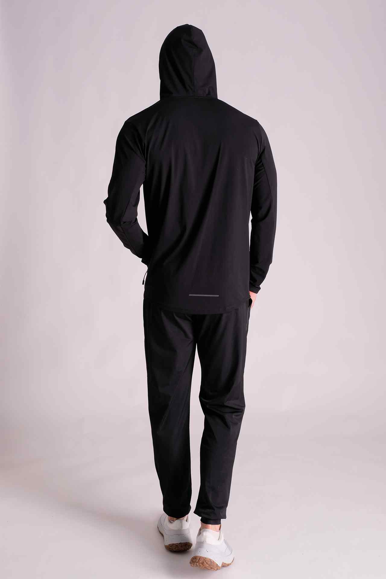 SPN0240 - Lightweight Stretch Nylon Active Hoodie - Black