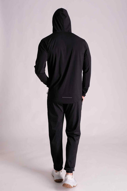 SPN0240 - Lightweight Stretch Nylon Active Hoodie - Black