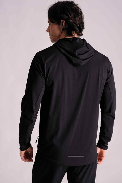 SPN0240 - Lightweight Stretch Nylon Active Hoodie - Black