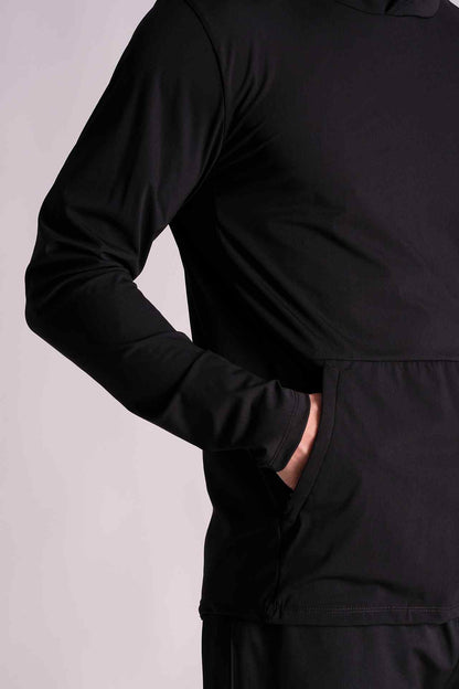 SPN0240 - Lightweight Stretch Nylon Active Hoodie - Black