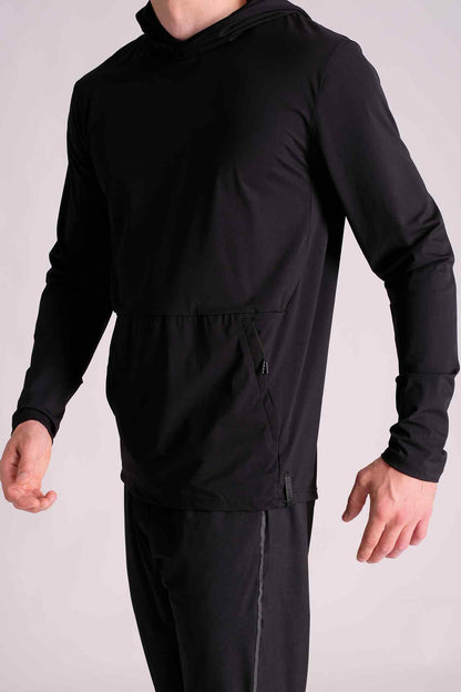 SPN0240 - Lightweight Stretch Nylon Active Hoodie - Black