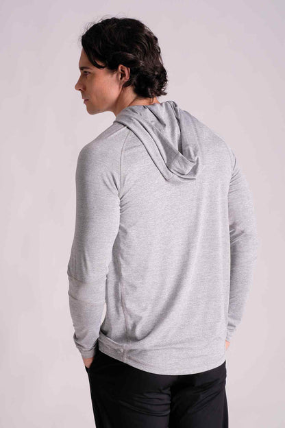 SPN0241 - Light Weight Quick-Dry Hooded Active Top - Heather Grey