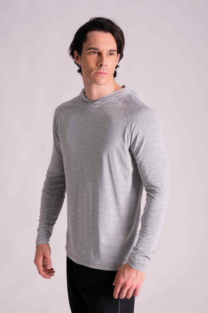 SPN0241 - Light Weight Quick-Dry Hooded Active Top - Heather Grey