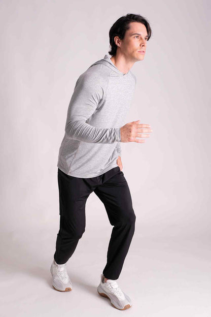 SPN0241 - Light Weight Quick-Dry Hooded Active Top - Heather Grey