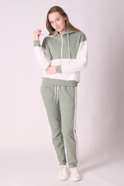 SPWN0275 - Women's Essential Colour Block Hoodie - Jade