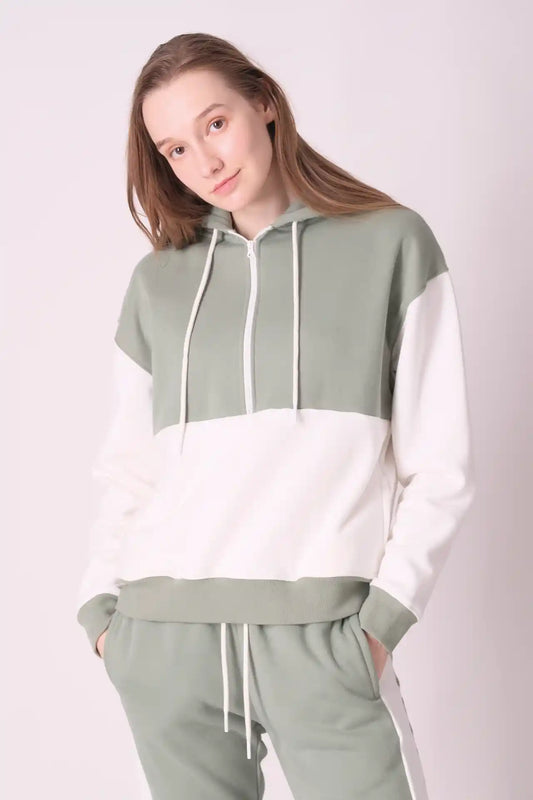 SPWN0275 - Women's Essential Colour Block Hoodie - Jade