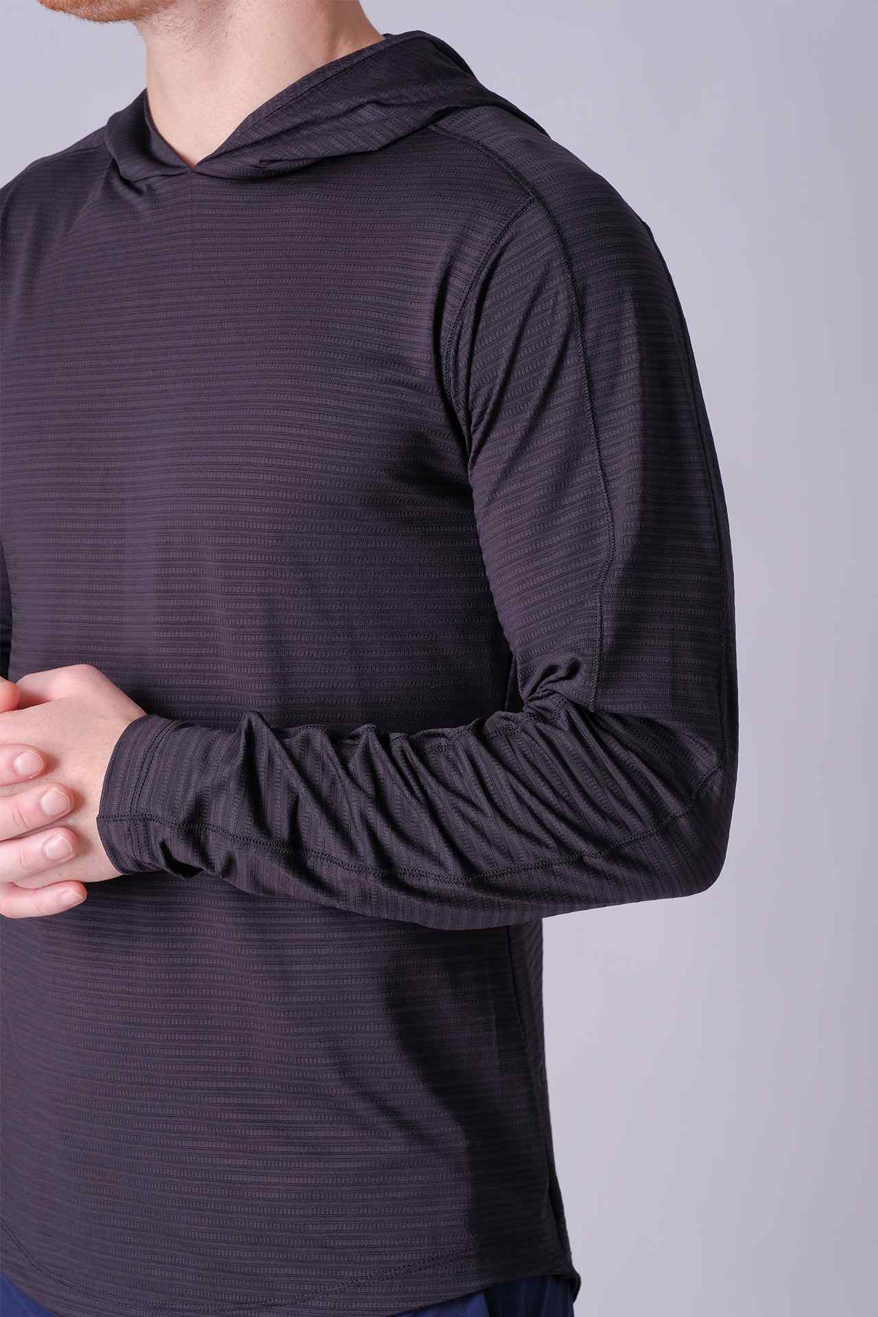 SPN0288 - Stretch Jacquard Stripe Workout Hoodie - Black