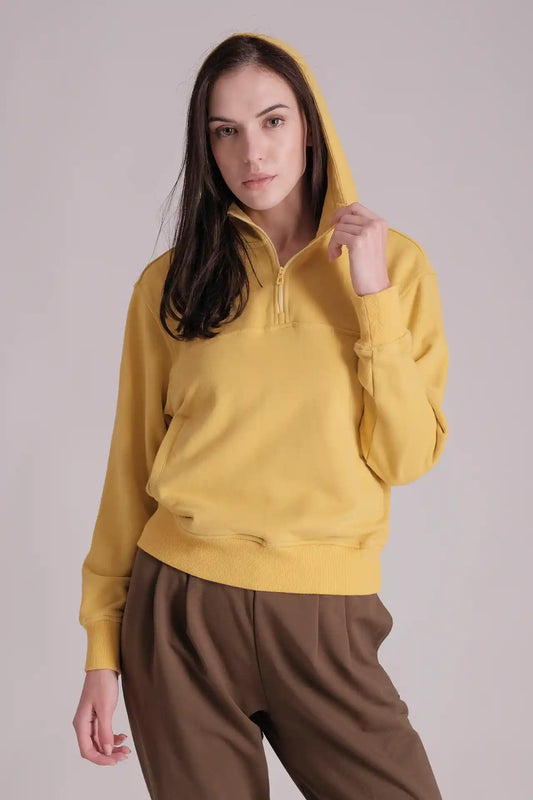 SPWN0292 - Women's Essential Half Zip Stand Collar Hoodie