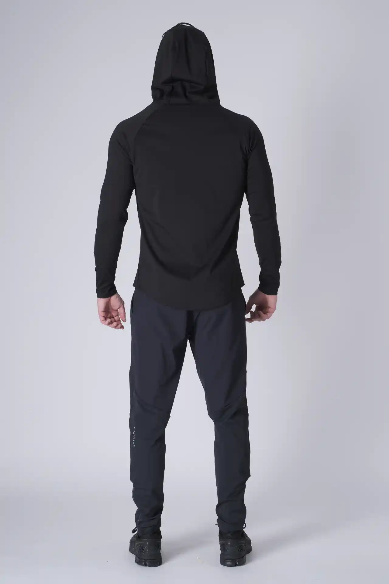 SPN0300 - Ultra Soft Stretch Nylon Interlock Workout Hoodie - Black