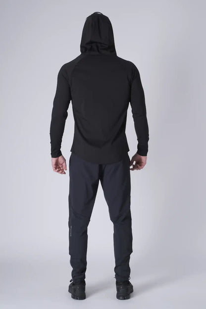SPN0300 - Ultra Soft Stretch Nylon Interlock Workout Hoodie - Black