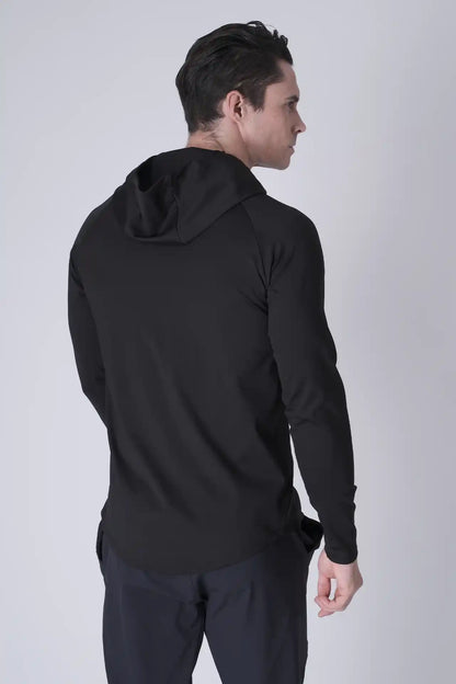 SPN0300 - Ultra Soft Stretch Nylon Interlock Workout Hoodie - Black