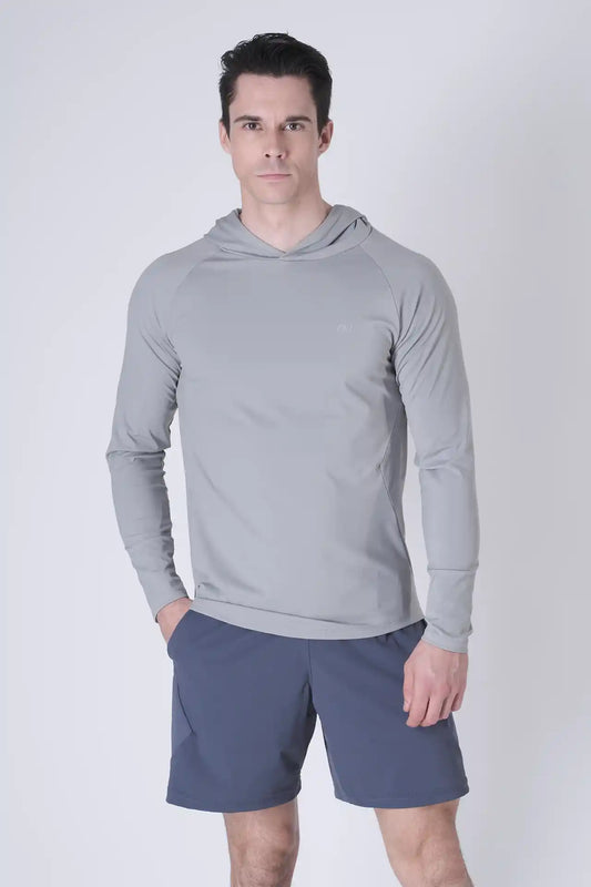 SPN0300 - Ultra Soft Stretch Nylon Interlock Workout Hoodie - Grey