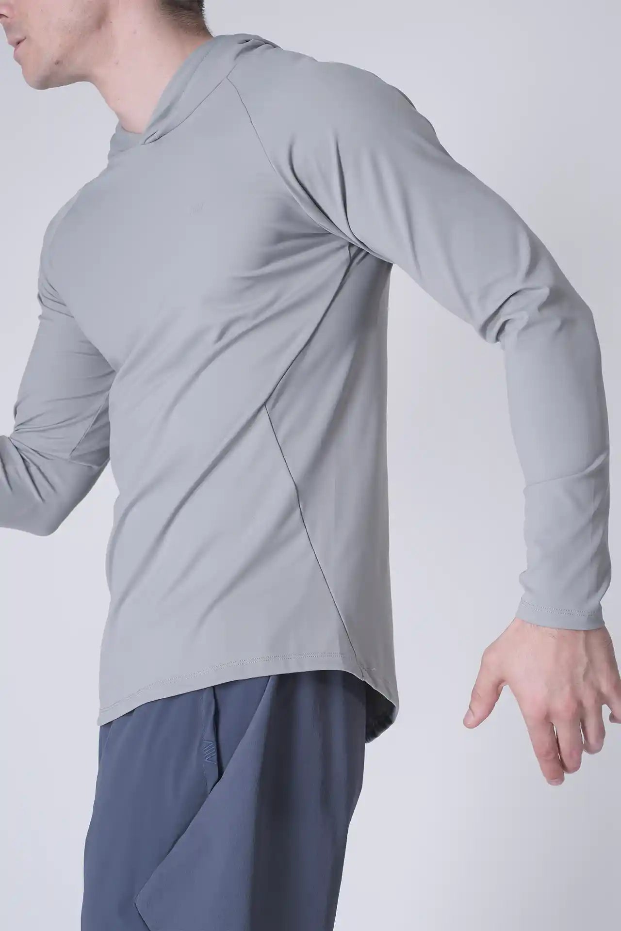 SPN0300 - Ultra Soft Stretch Nylon Interlock Workout Hoodie - Grey