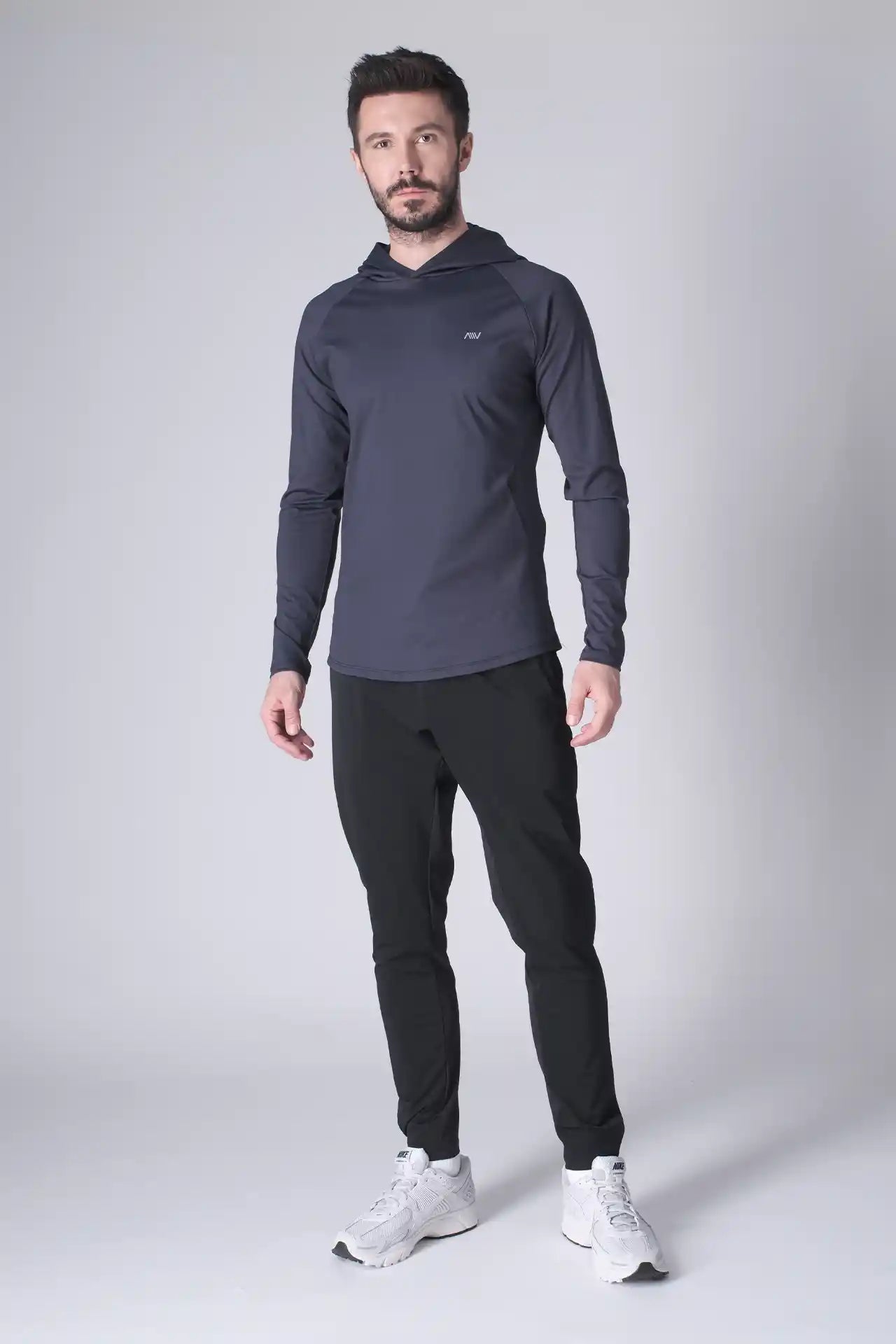 SPN0300 - Ultra Soft Stretch Nylon Interlock Workout Hoodie - Navy