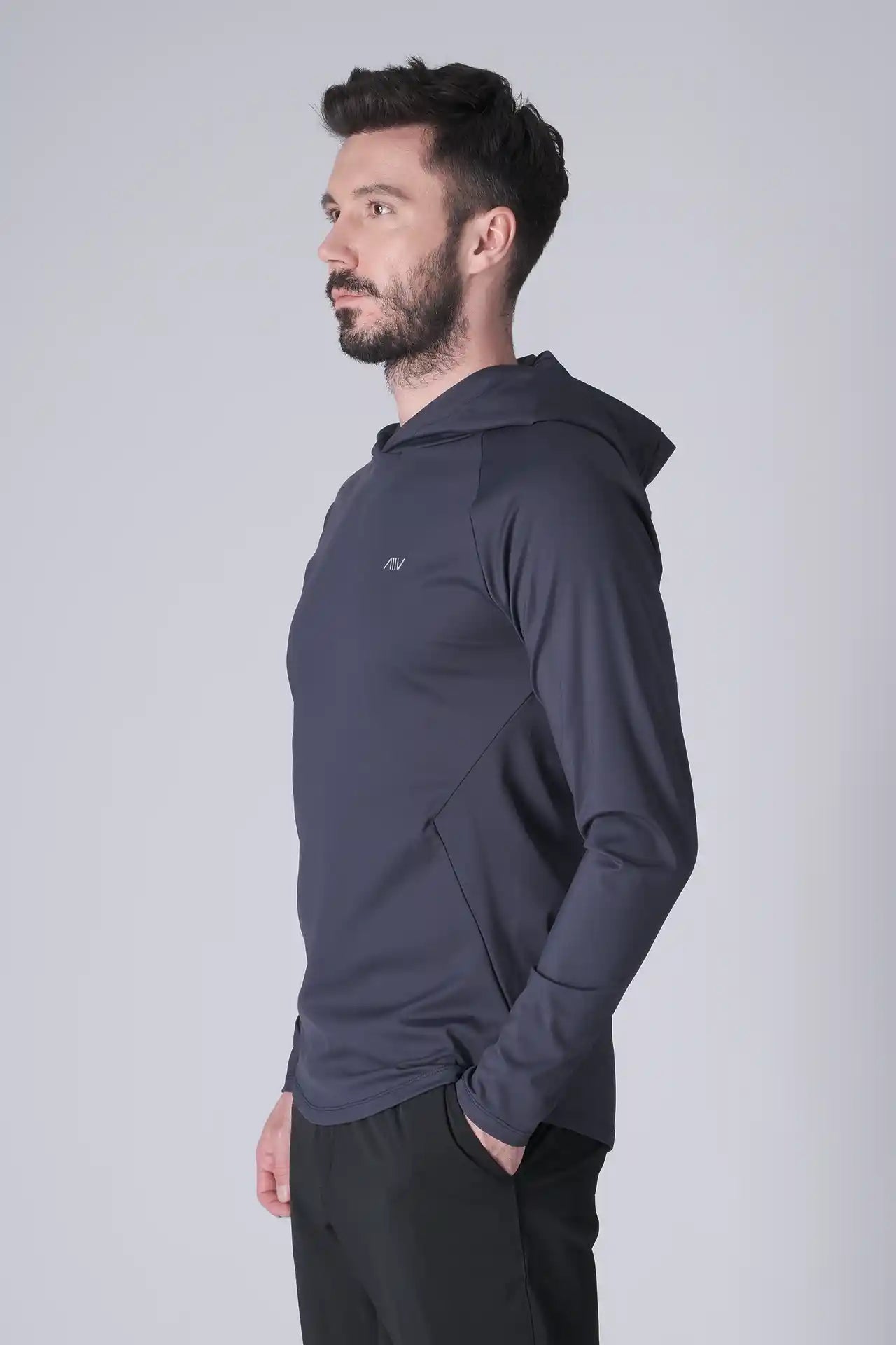 SPN0300 - Ultra Soft Stretch Nylon Interlock Workout Hoodie - Navy