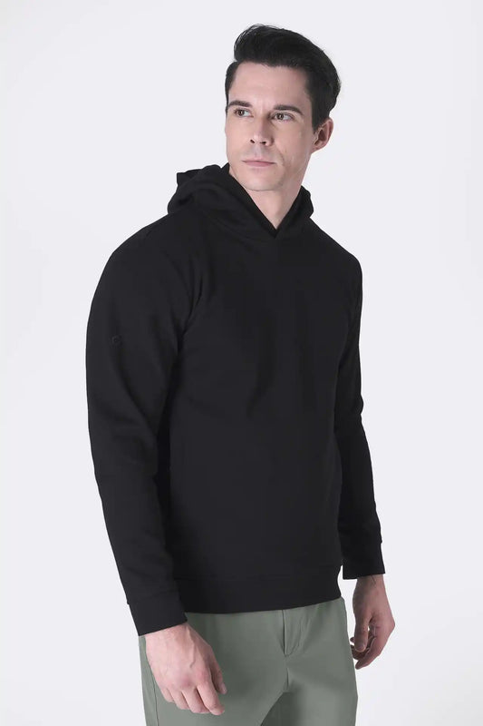 SPN0309 - Ultra Soft Interlock Side Zip Pocket Hoodie - Black