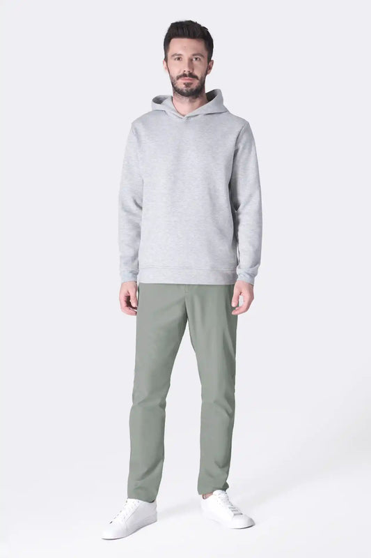 SPN0309 - Ultra Soft Interlock Side Zip Pocket Hoodie - Heather Grey