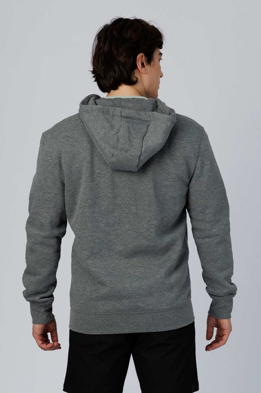 SPN0342 - Ultra Soft Mid-weight Thermal Cotton Blend Fleece Zip-UP Hooded Jacket - Dark Heather Grey