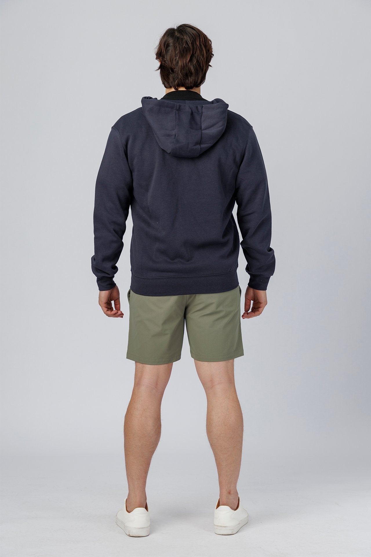 SPN0342 - Ultra Soft Mid-weight Thermal Cotton Blend Fleece Zip-UP Hooded Jacket - Navy