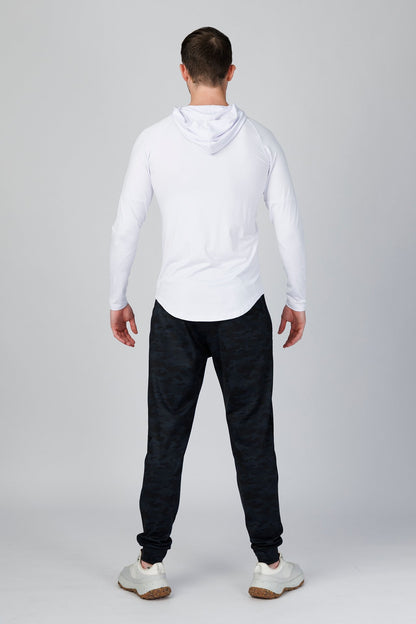 SPN22024 - Quick-Dry 4-Way Stretch Jersey Long Sleeve Training Hooded Tee - White