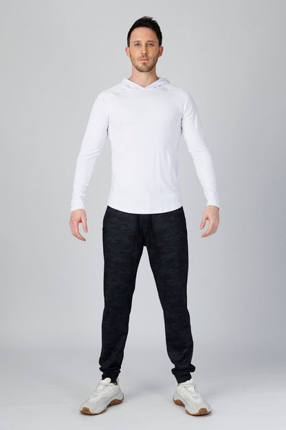 SPN22024 - Quick-Dry 4-Way Stretch Jersey Long Sleeve Training Hooded Tee - White