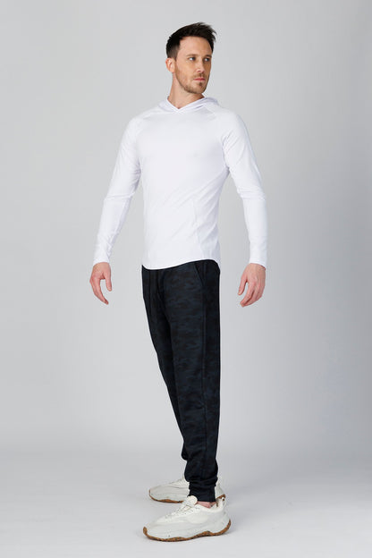 SPN22024 - Quick-Dry 4-Way Stretch Jersey Long Sleeve Training Hooded Tee - White