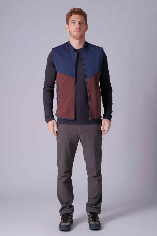 SPO0034 - Sustainable Polar Fleece Outdoor Quilted Vest - Brown/Navy