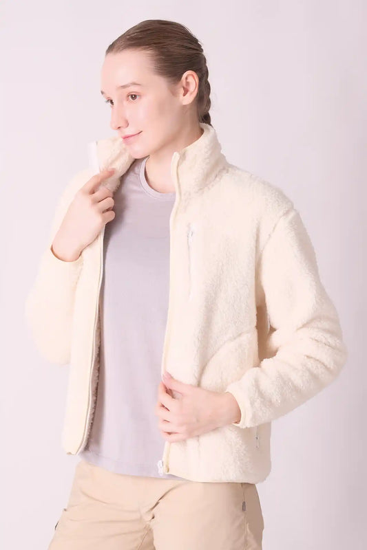 SPWO0047 - Women's Zip Pocket Fleece Jacket - Cream