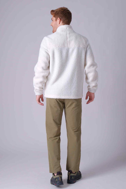 SPO0072 - Sustainable Boa Fleece Patched Pocket Zip Up Jacket - White