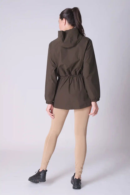 SPWO0087 - Women's Lightweight Water Resistant Tied Waist Windbreaker Long Jacket - Dark Army