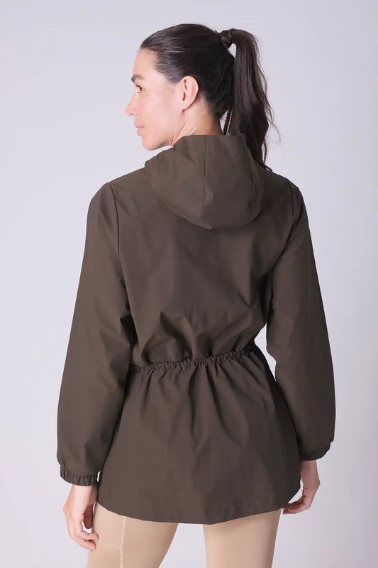 SPWO0087 - Women's Lightweight Water Resistant Tied Waist Windbreaker Long Jacket - Dark Army