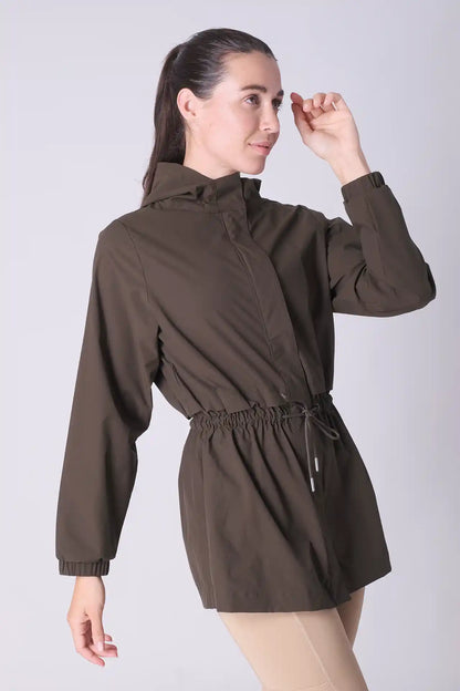 SPWO0087 - Women's Lightweight Water Resistant Tied Waist Windbreaker Long Jacket - Dark Army