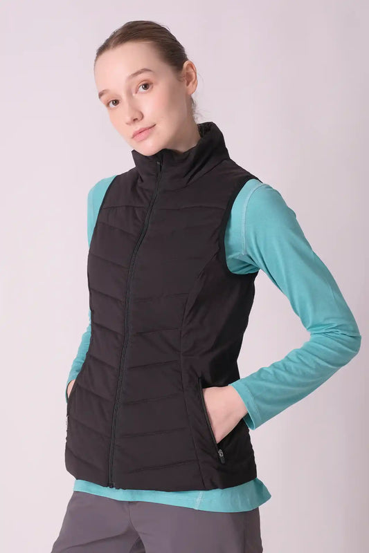 SPWO0098 - Women's Slim Quilted Vest Jacket - Black