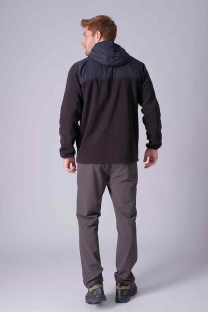 SPO0113 - Sustainable Micro Fleece Zip Up Outdoor Hooded Jacket - Black