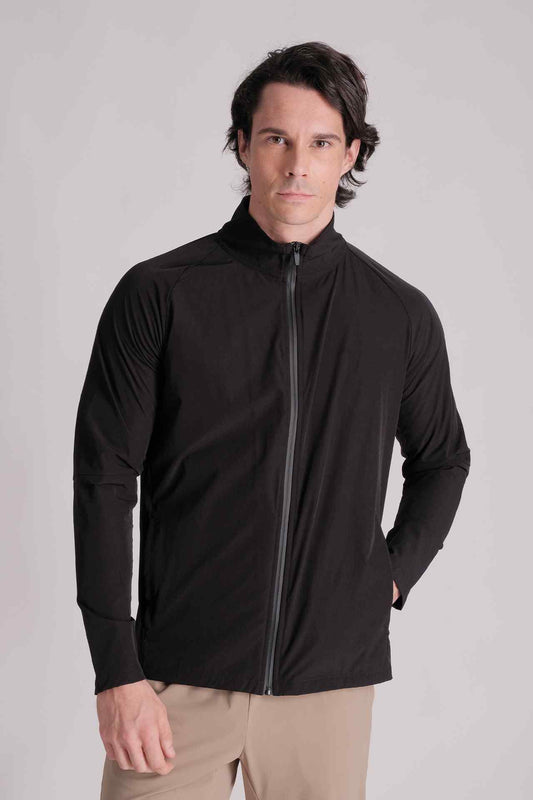SPO0114 - Water Resistant Lightweight Zip Up Active Jacket - Black