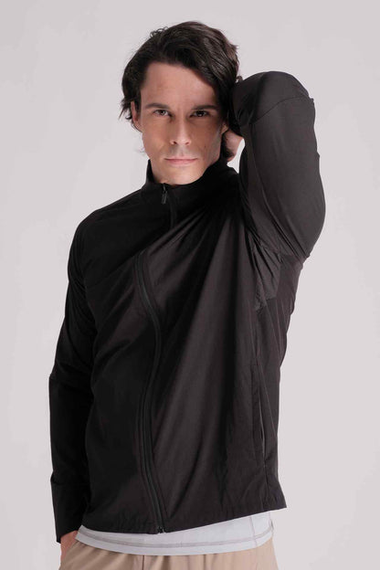 SPO0114 - Water Resistant Lightweight Zip Up Active Jacket - Black