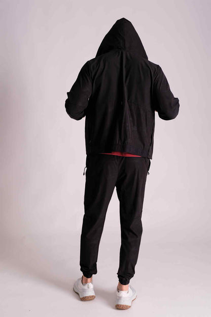 SPO0116 - Water Resistant Brand Elastic Camo Jacquard Active Jacket - Camo Black