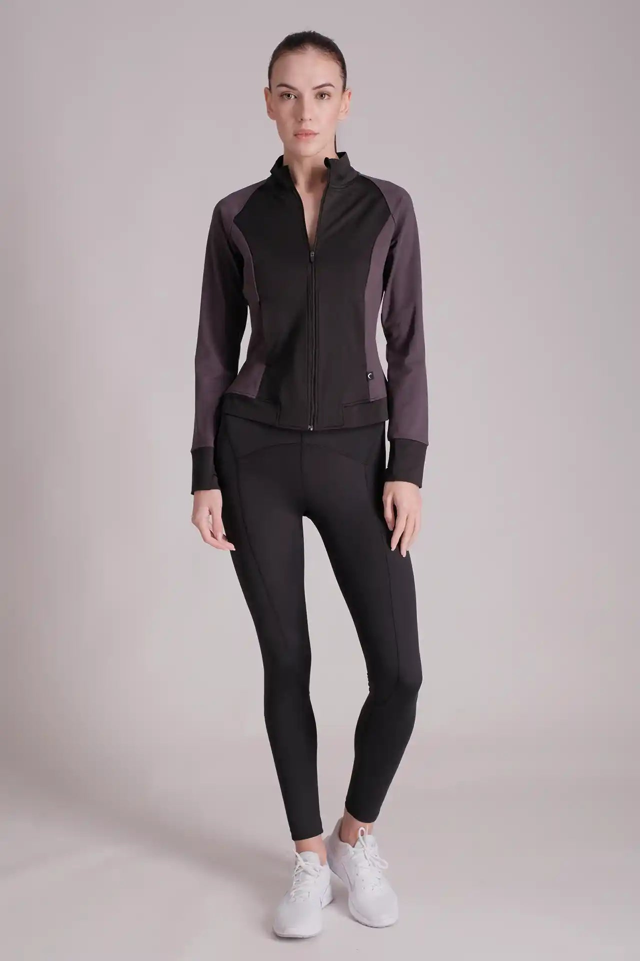 SPWO0120 - Women's Color Blocking Full Zip Running Jacket - Black