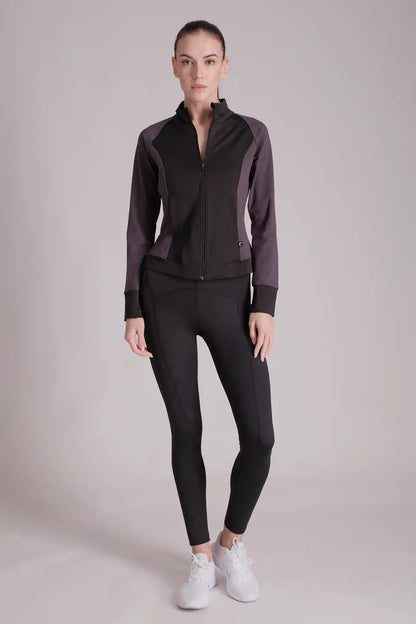 SPWO0120 - Women's Color Blocking Full Zip Running Jacket - Black