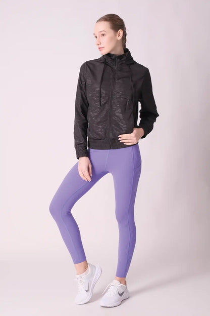 SPWO0123 - Women's Running Windbreaker Hooded Jacket - Black