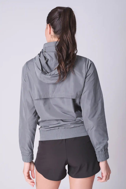 SPWO0123 - Women's Running Windbreaker Hooded Jacket - Grey
