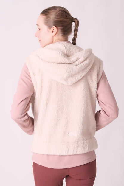 SPWO0124 - Women's Sherpa Fleece Hooded Vest - Cream
