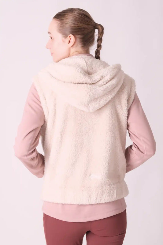 SPWO0124 - Women's Sherpa Fleece Hooded Vest - Cream