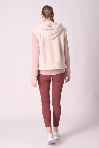 SPWO0124 - Women's Sherpa Fleece Hooded Vest - Cream